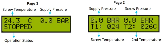 main operation screen (صفحه تنظیمات اصلی سیستم کنترل کمپرسور)